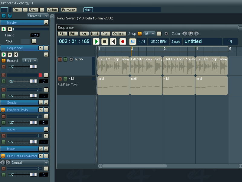 Step 04 - We will use DPMP to send the envelope of a drum track on an audio channel to automate the parameters of a vst synth